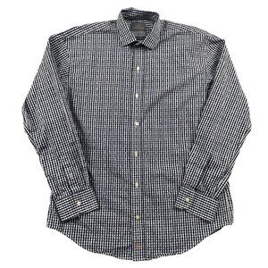 Thomas Dean Long Sleeve Button Down Shirt Mens XL Navy White Business Casual